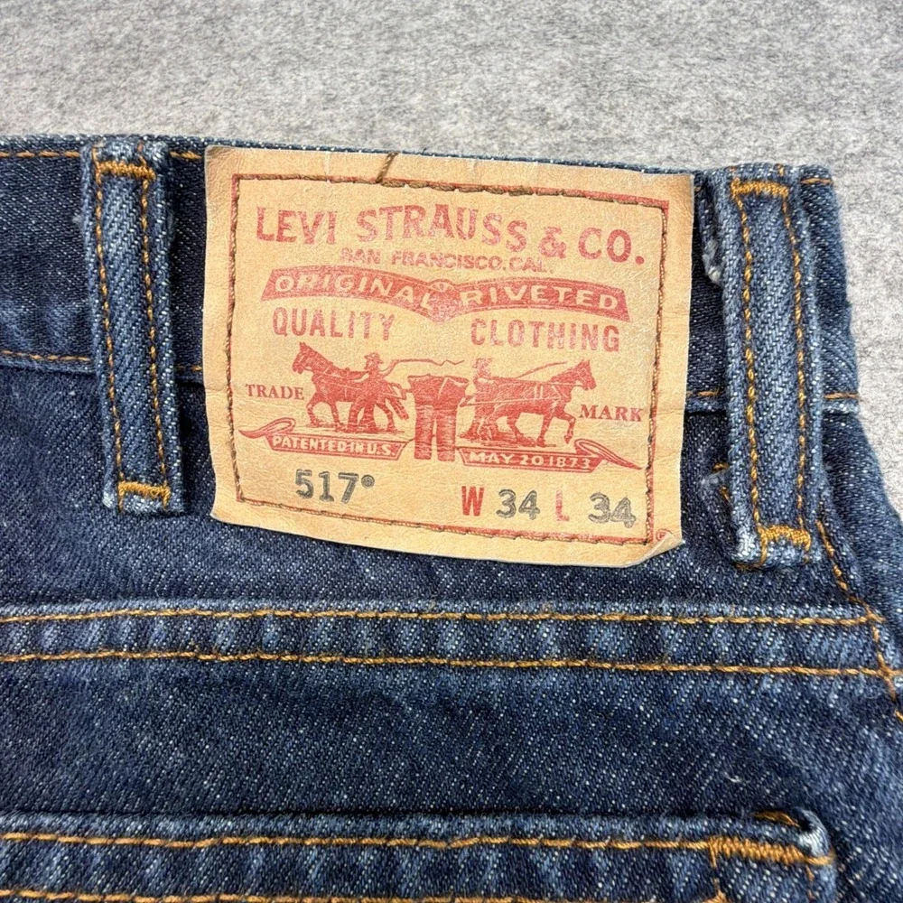 Vintage Levi's 517 Jeans Mens 34x34 Blue Bootcut Dark Wash Y2K